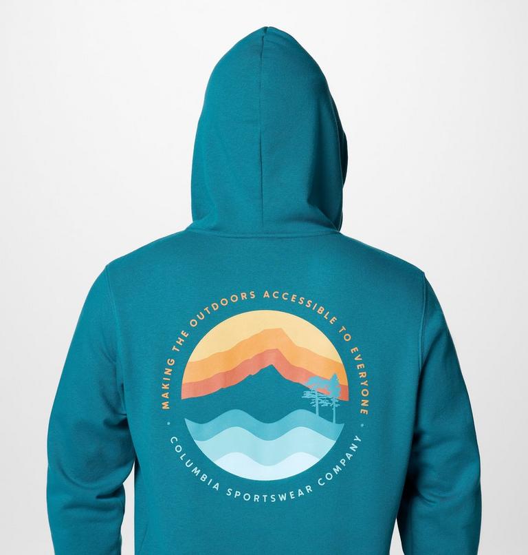 Men's Columbia Trek Graphic Hoodie, Color: River Blue, Circular Linescape, image 5