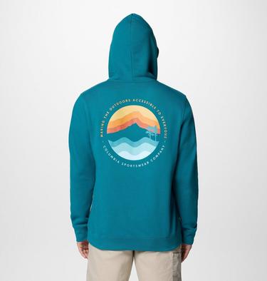 Men's Columbia Trek Graphic Hoodie, Color: River Blue, Circular Linescape, image 8
