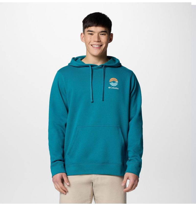 Men's Columbia Trek Graphic Hoodie, Color: River Blue, Circular Linescape, image 1