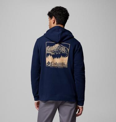 Men's Columbia Trek Graphic Hoodie, Color: Collegiate Navy, Meadowland, image 1
