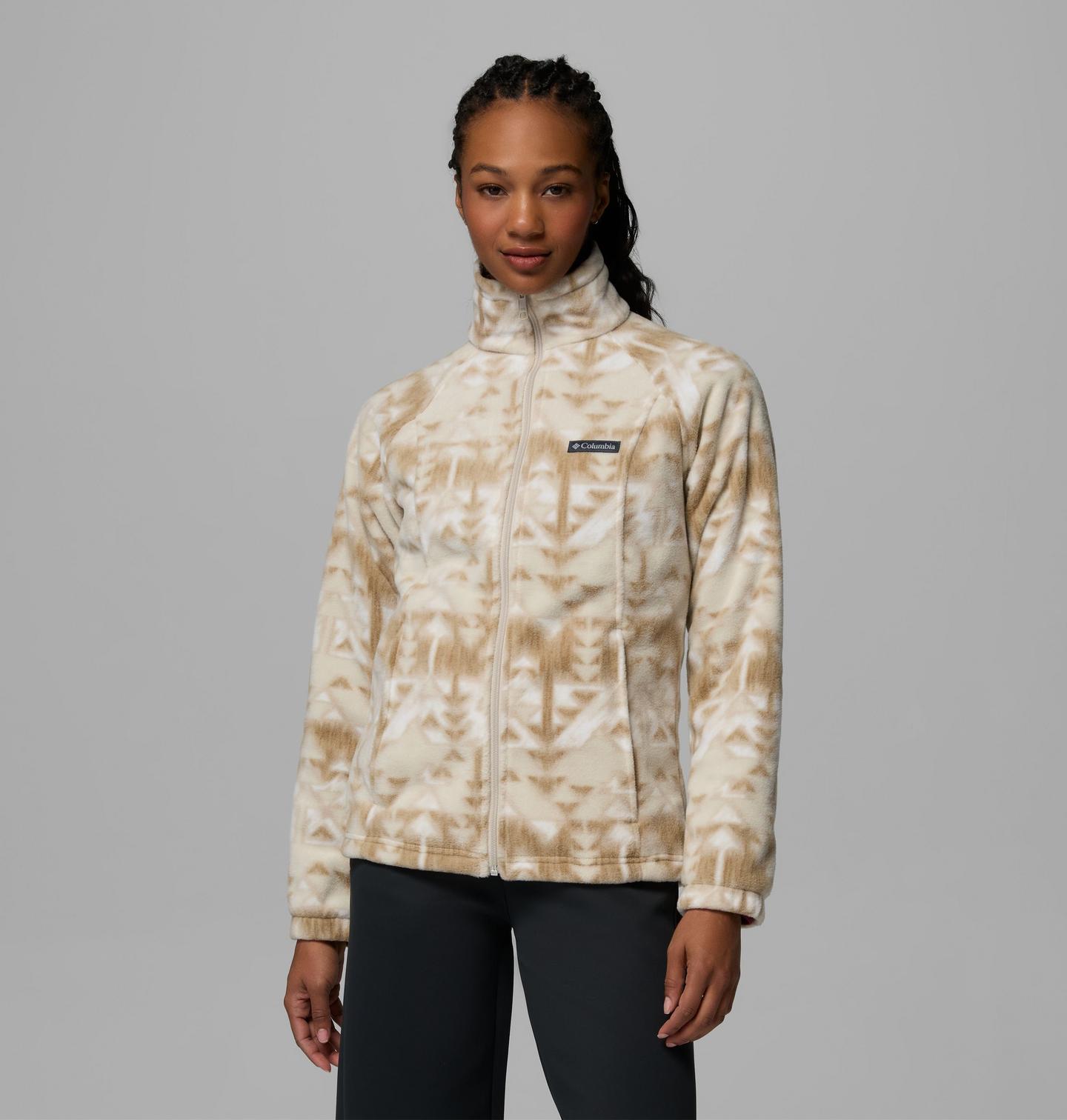 Женская куртка Columbia Benton Springs Printed Full Zip Fleece, цвет: Серо-бежевый, вариант 1 — фото 1