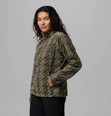 Women's Benton Springs Printed Fleece Jacket, Color: Stone Green, Twills, image 8