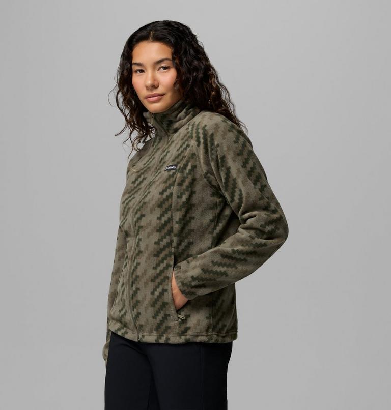 Women's Benton Springs Printed Fleece Jacket, Color: Stone Green, Twills, image 4
