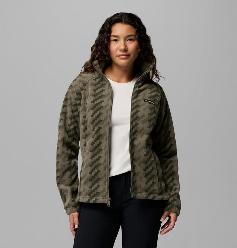 Women's Benton Springs Printed Fleece Jacket, Color: Stone Green, Twills, image 5