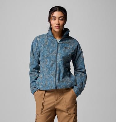 Women's Benton Springs Printed Fleece Jacket, Color: Everblue Flowfalls, image 3
