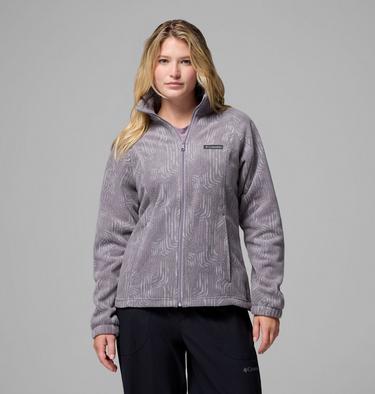 Women's Benton Springs Printed Fleece Jacket, Color: Shale Purple Flowfalls, image 9
