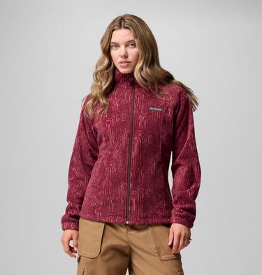 Women's Benton Springs Printed Fleece Jacket, Color: Rich Wine Flowfalls, image 5