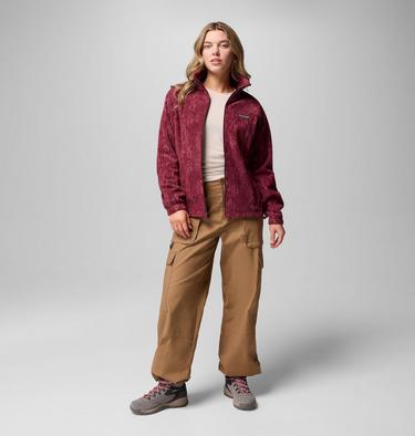 Women's Benton Springs Printed Fleece Jacket, Color: Rich Wine Flowfalls, image 6