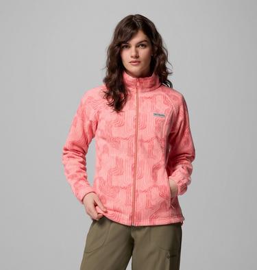 Women's Benton Springs Printed Fleece Jacket, Color: Alpenglow Flowfalls, image 1