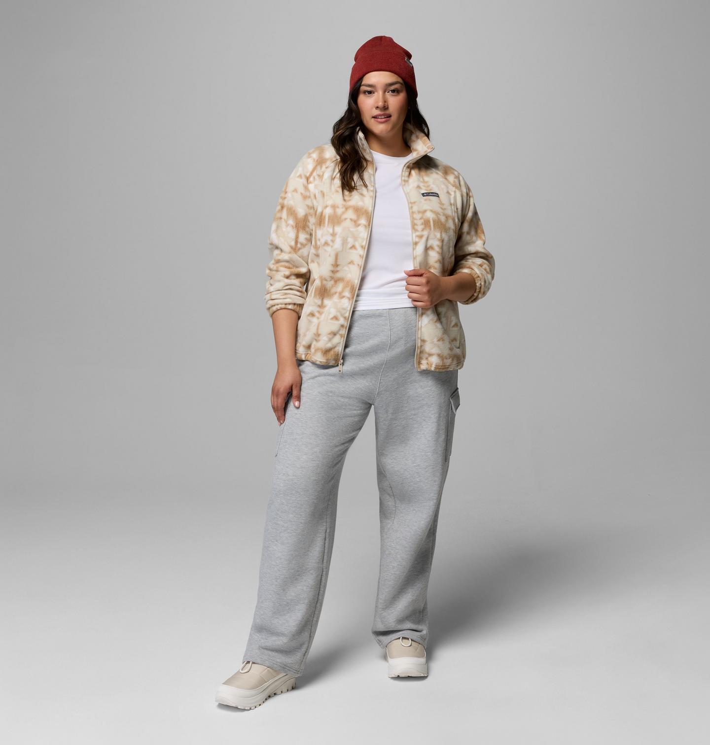 Женская куртка Columbia Benton Springs Printed Full Zip Fleece Jacket - Plus Size, цвет: Серо-бежевый, вариант 1 — фото 2