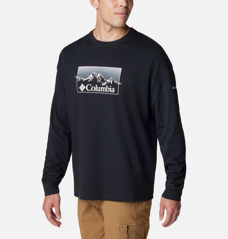 Men's Duxbery Relaxed Long Sleeve T-Shirt, Color: Black, Linear Range Graphic, image 5
