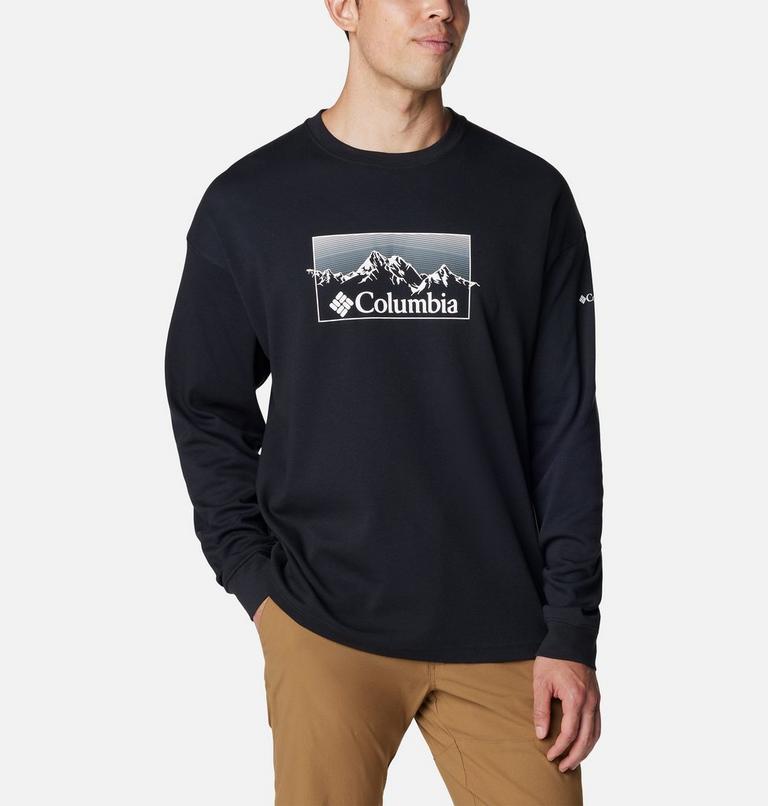 Men's Duxbery Relaxed Long Sleeve T-Shirt, Color: Black, Linear Range Graphic, image 1