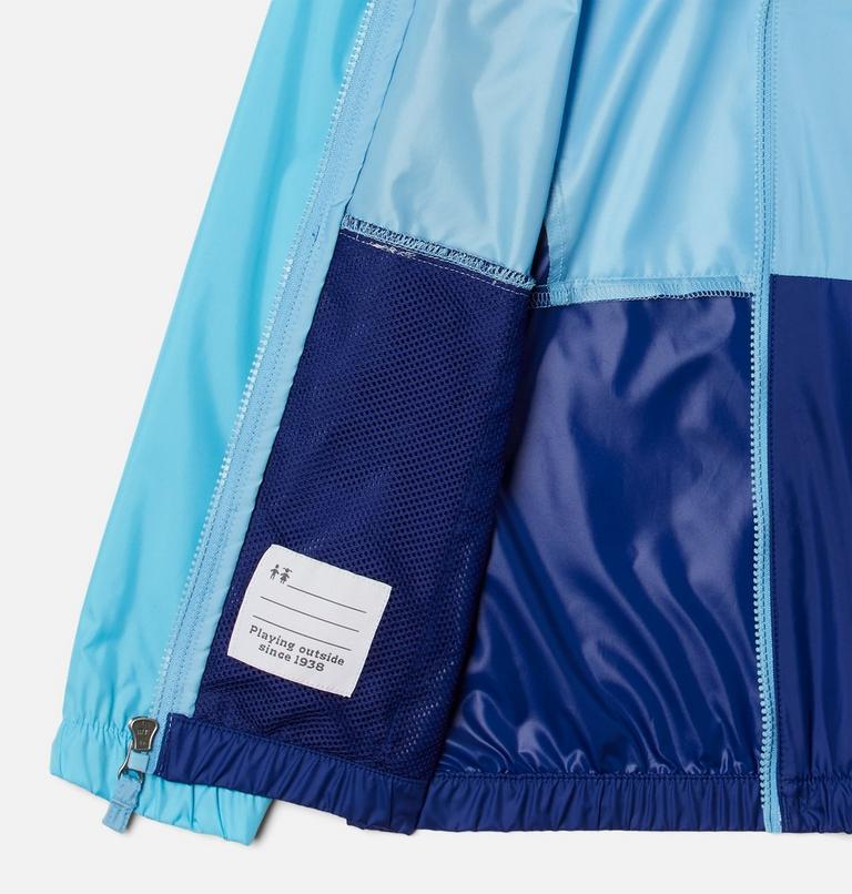 Girl's Lily Basin Hooded Windbreaker, Color: Vista Blue, Atoll, Dark Sapphire, image 3