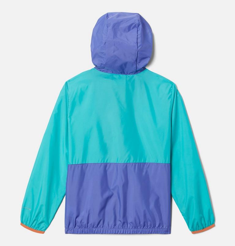 Youth Back Bowl Hooded Windbreaker, Color: Bright Aqua, Purple Lotus, Desert Orange, image 2