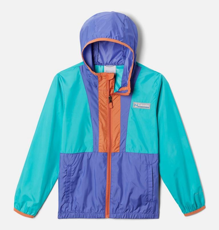 Youth Back Bowl Hooded Windbreaker, Color: Bright Aqua, Purple Lotus, Desert Orange, image 1