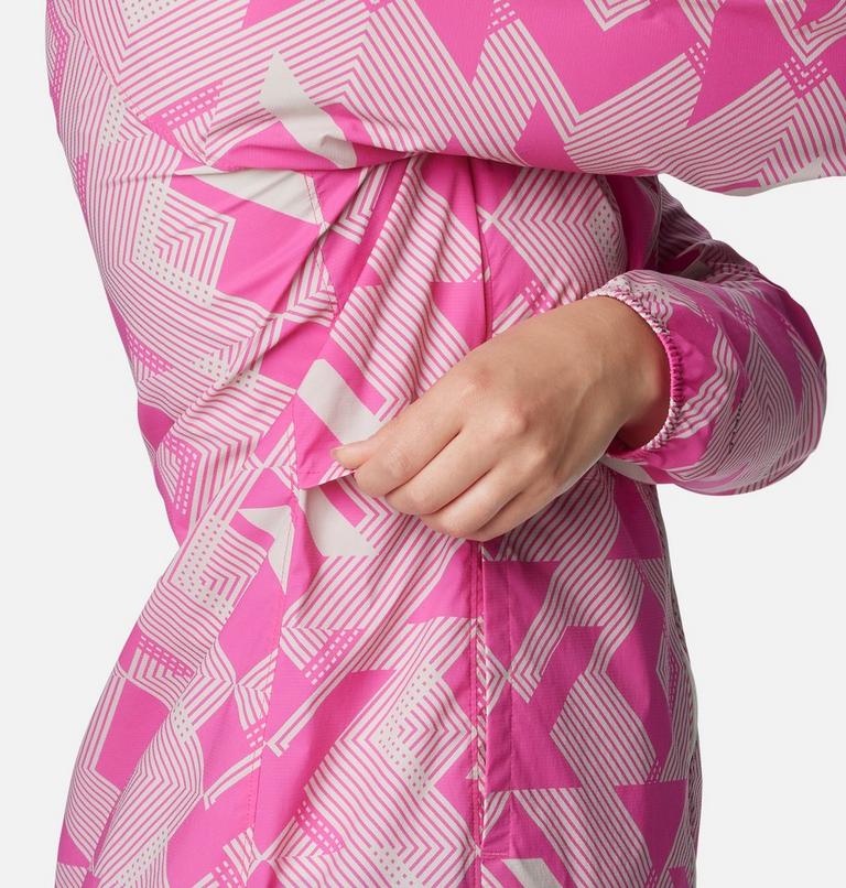 Women's Endless Trail Running Windbreaker, Color: Ultra Pink, Dark Stone Tech Check, image 6