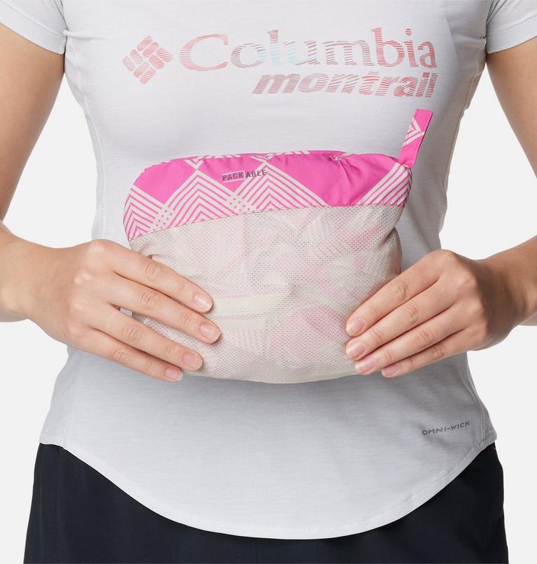 Women's Endless Trail Running Windbreaker, Color: Ultra Pink, Dark Stone Tech Check, image 7