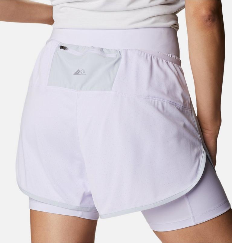 Shorts Endless Trail 2-in-1 Running para mujer, Color: Cirrus Grey, Purple Tint, image 5