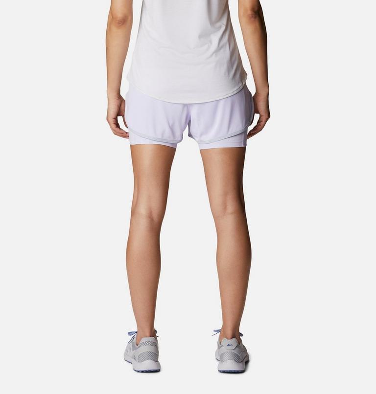 Shorts Endless Trail 2-in-1 Running para mujer, Color: Cirrus Grey, Purple Tint, image 2