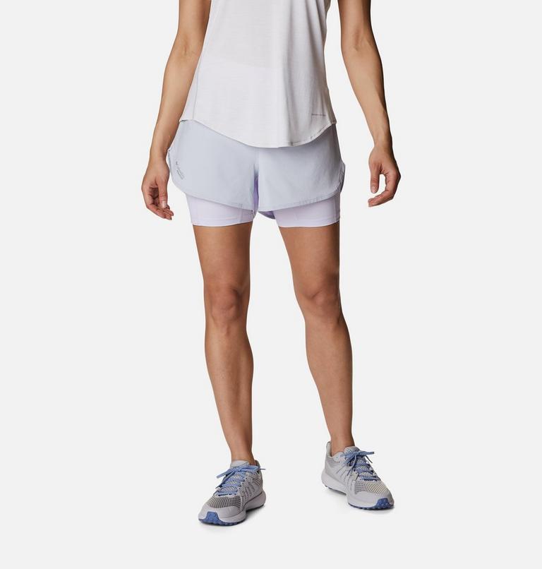 Shorts Endless Trail 2-in-1 Running para mujer, Color: Cirrus Grey, Purple Tint, image 1