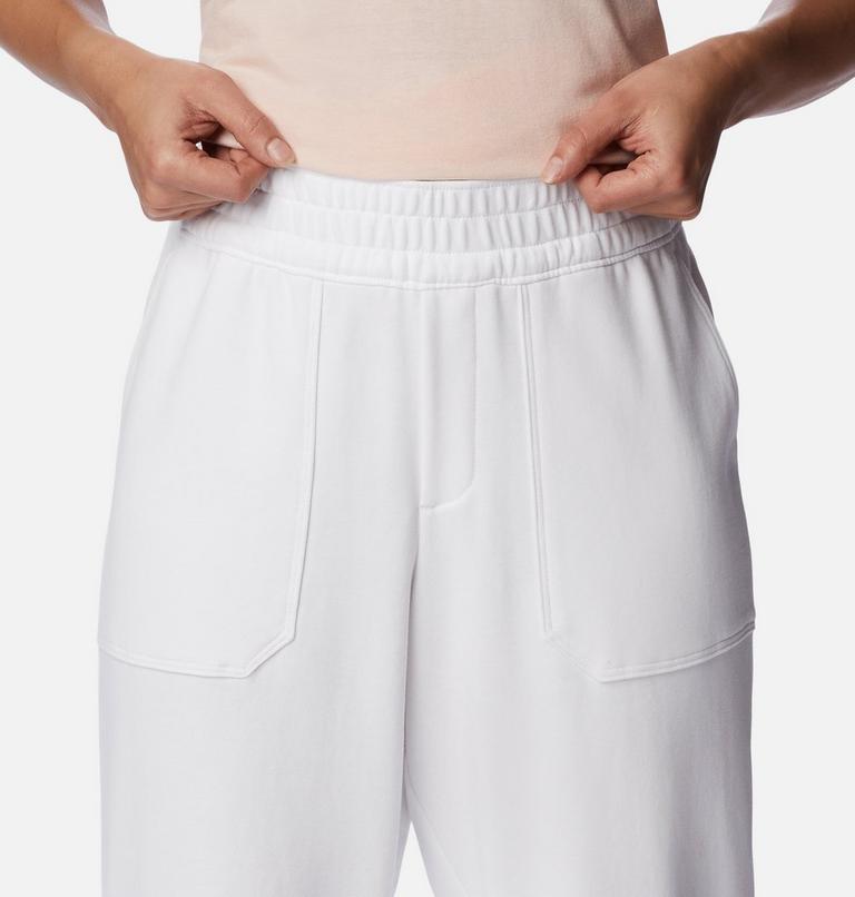 Pantalón de felpa francesa fácil de poner Columbia Lodge para mujer, Color: White, Black Logo, image 4