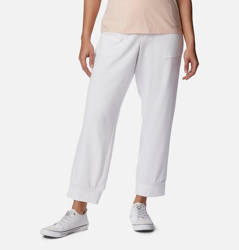 Pantalón de felpa francesa fácil de poner Columbia Lodge para mujer, Color: White, Black Logo, image 1