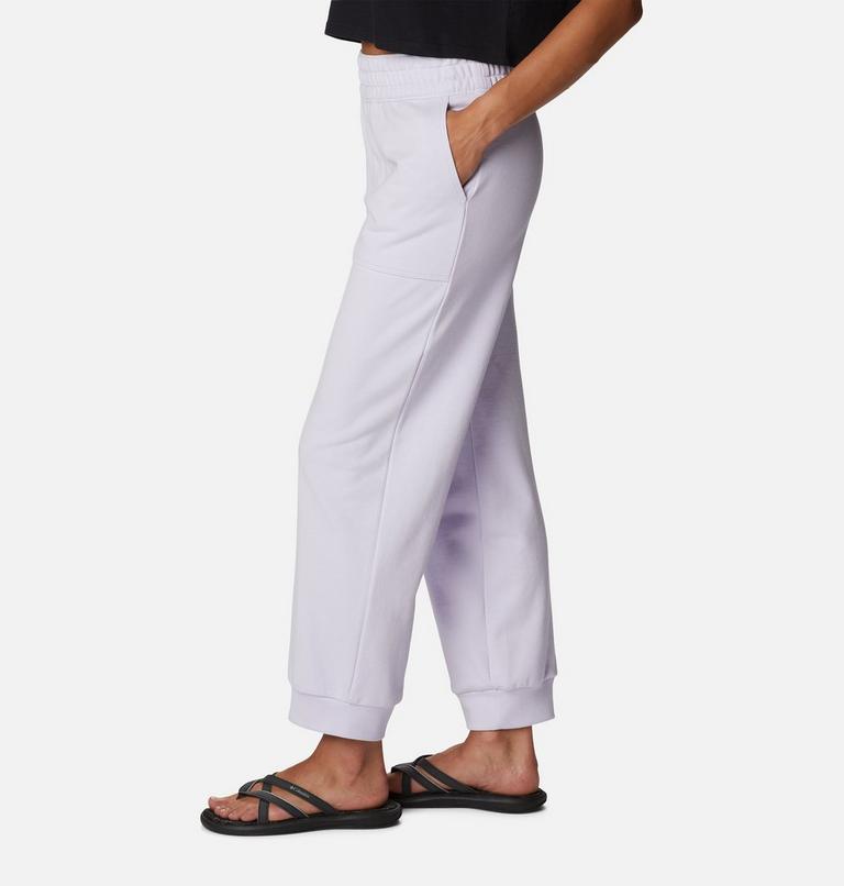 Pantalón de felpa francesa fácil de poner Columbia Lodge para mujer, Color: Purple Tint, White Logo, image 3