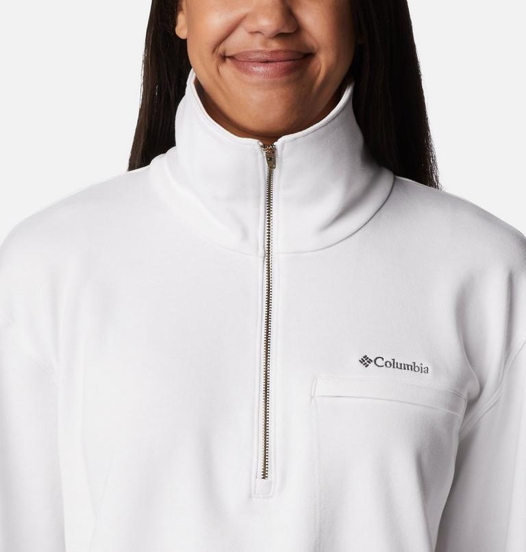 Women's Columbia Lodge French Terry Pullover, Color: White, Black Logo, image 4