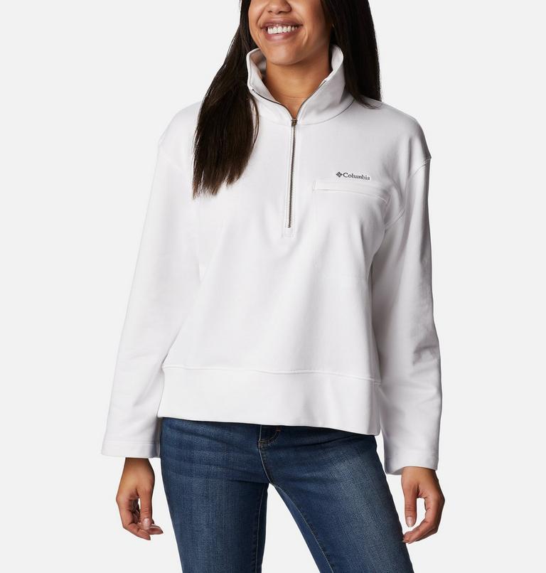 Women's Columbia Lodge French Terry Pullover, Color: White, Black Logo, image 5