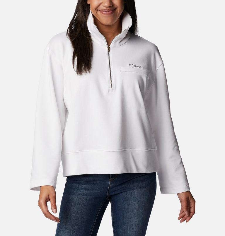 Women's Columbia Lodge French Terry Pullover, Color: White, Black Logo, image 1