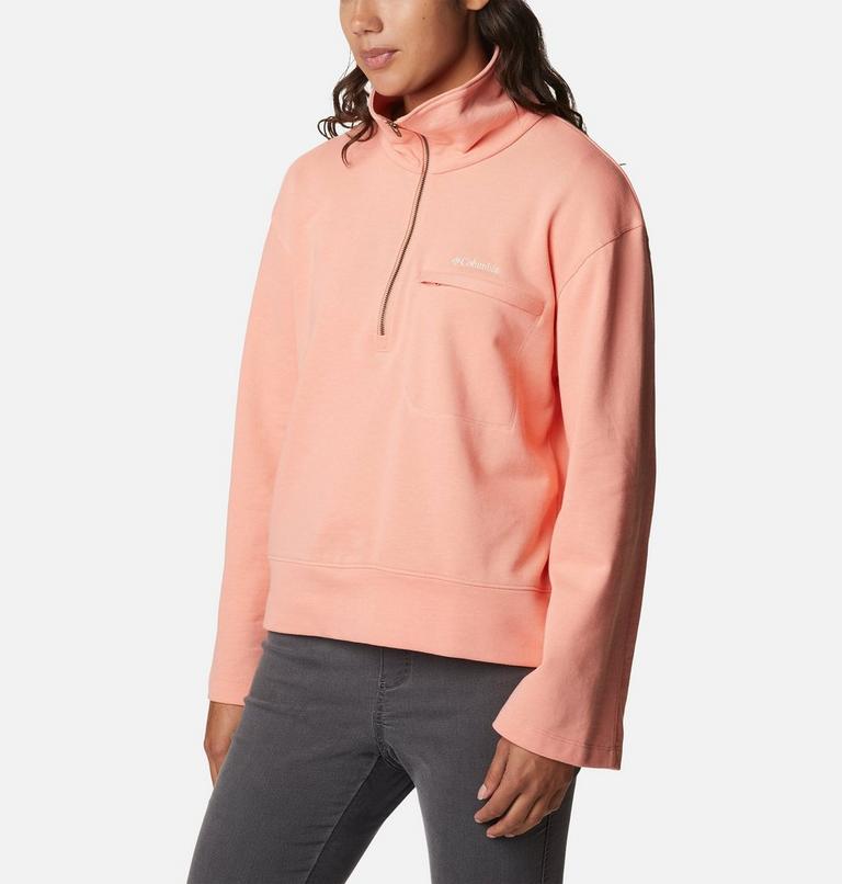 Columbia Lodge French Terry Pullover | 828 | XS, Color: Summer Peach, Peach Blossom logo, image 5