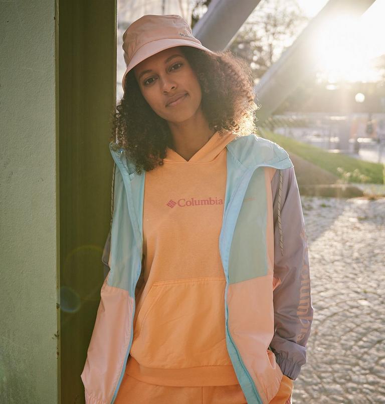 Columbia Logo III French Terry Hoodie | 812 | S, Color: Peach, Wild Geranium Logo, image 6