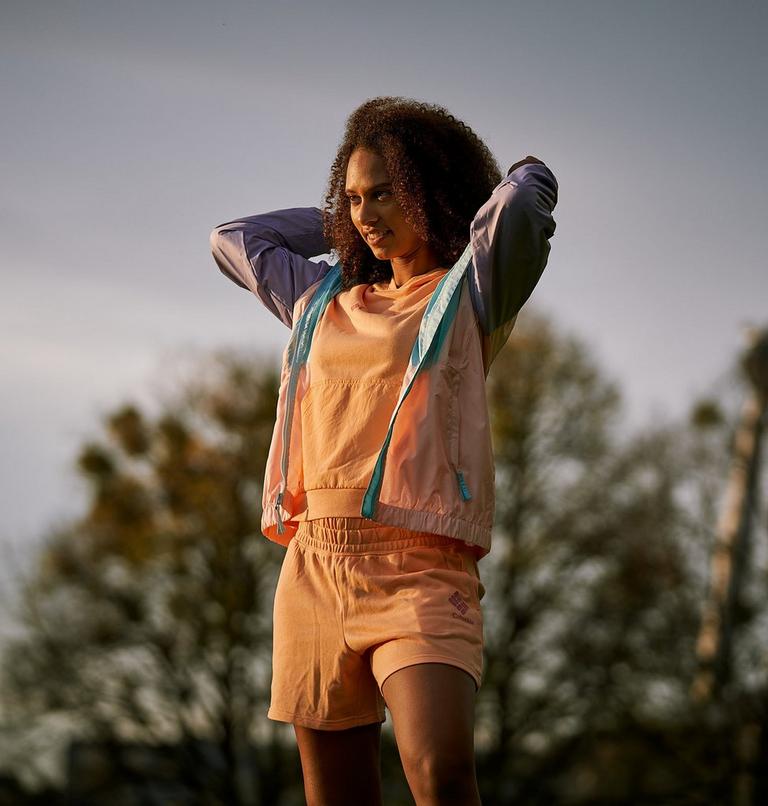 Columbia Logo III French Terry Hoodie | 812 | S, Color: Peach, Wild Geranium Logo, image 7