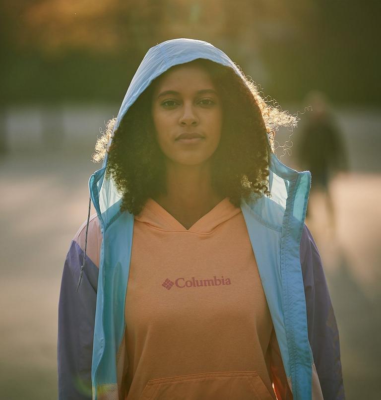 Columbia Logo III French Terry Hoodie | 812 | S, Color: Peach, Wild Geranium Logo, image 8