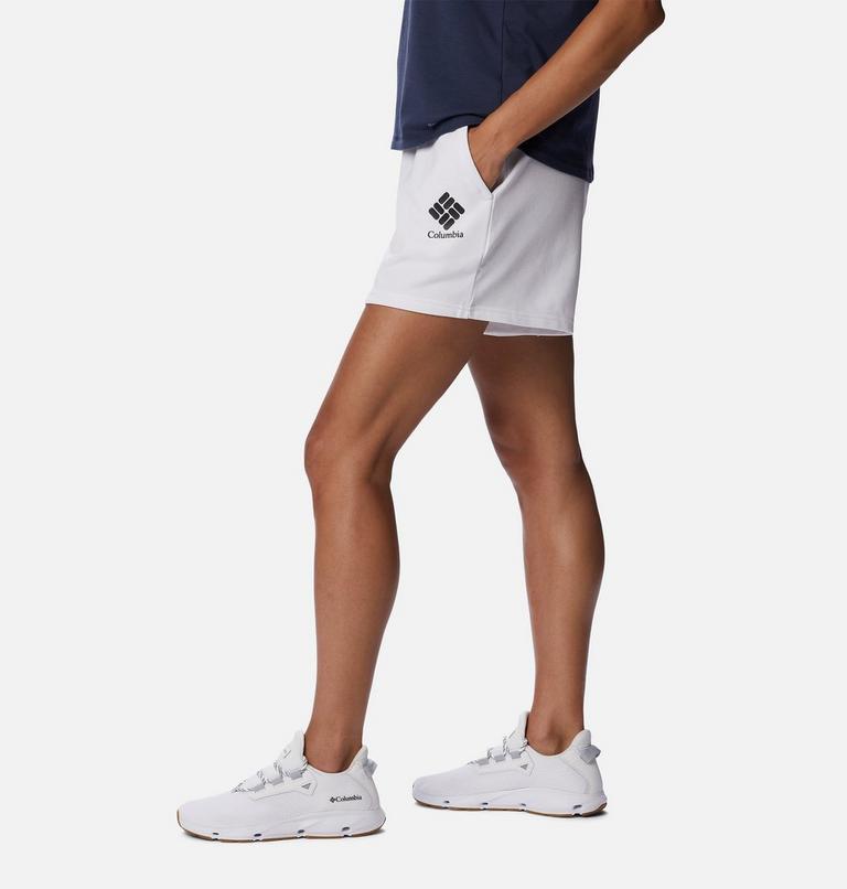 Women's Columbia Logo III French Terry Women's Shorts, Color: White, Black Logo, image 3