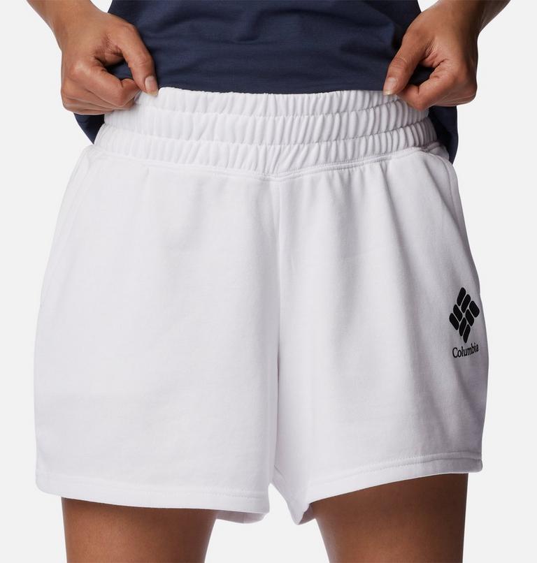 Women's Columbia Logo III French Terry Women's Shorts, Color: White, Black Logo, image 4