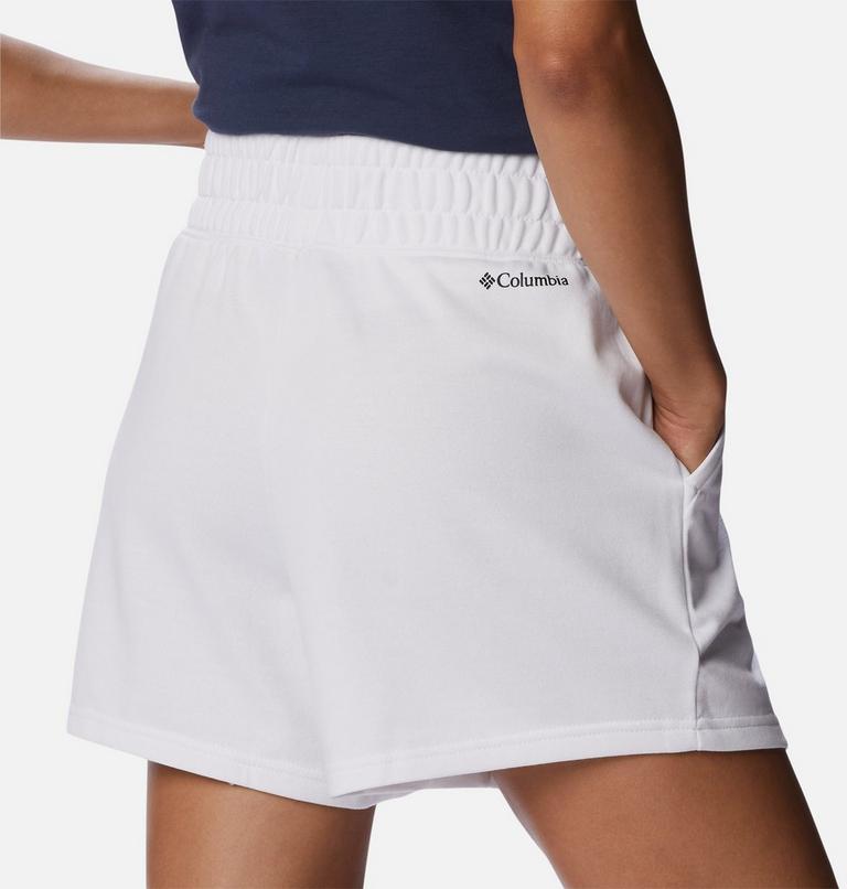 Women's Columbia Logo III French Terry Women's Shorts, Color: White, Black Logo, image 5