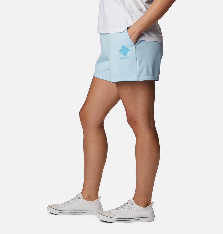 Women's Columbia Logo III French Terry Women's Shorts, Color: Spring Blue, Atoll Logo, image 3