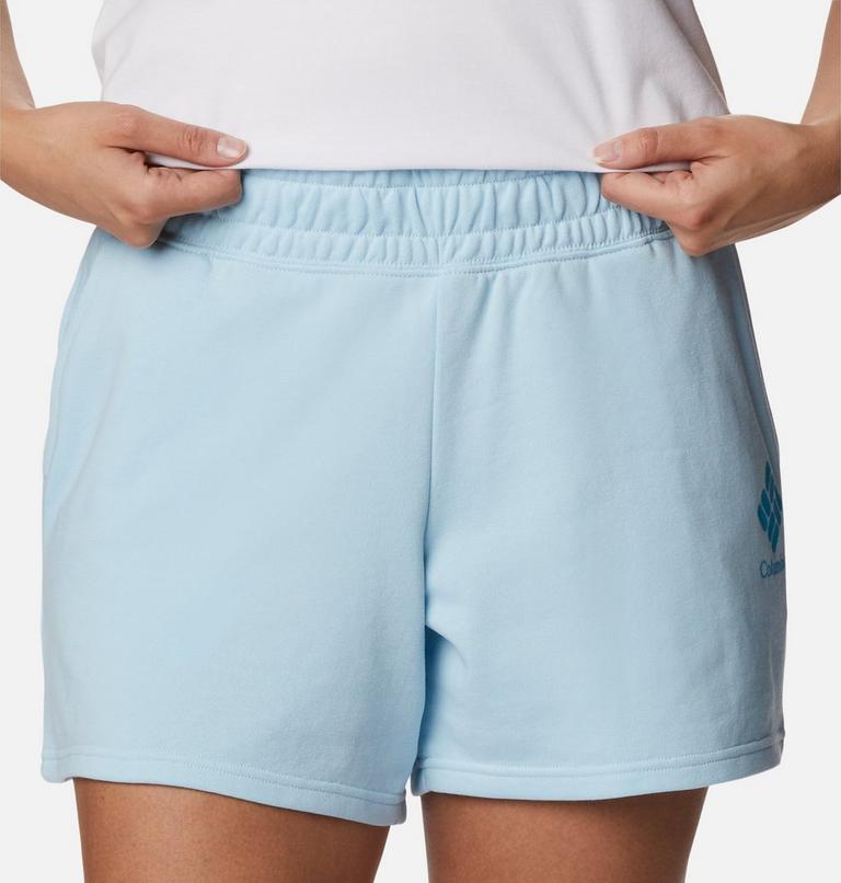 Women's Columbia Logo III French Terry Women's Shorts, Color: Spring Blue, Atoll Logo, image 4