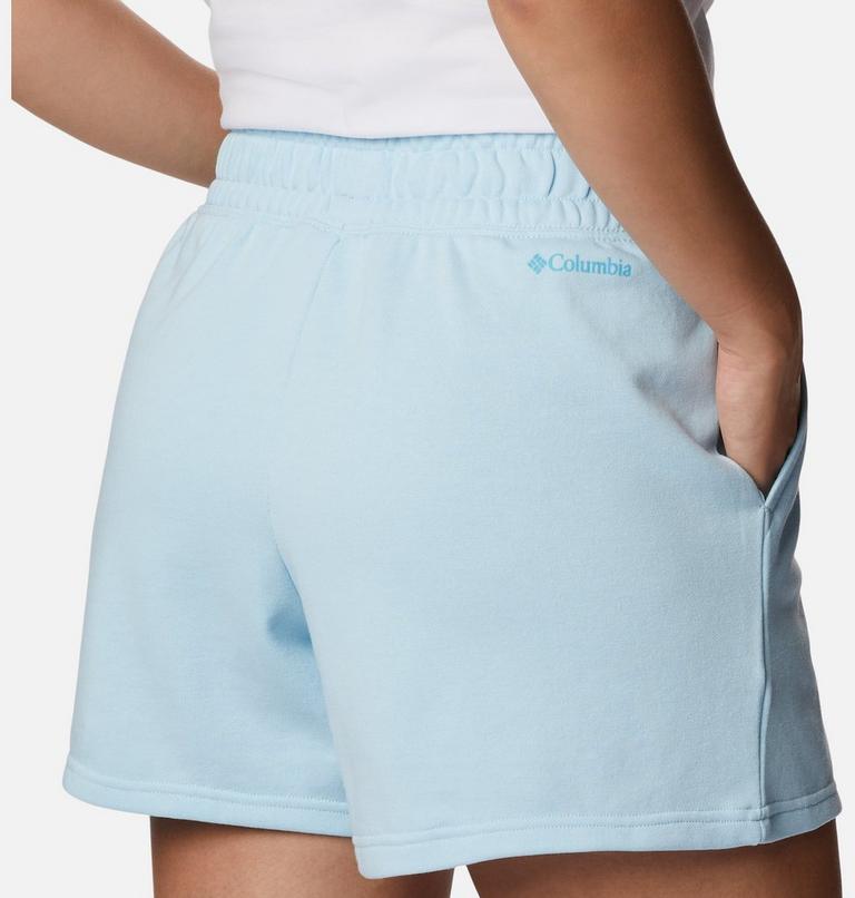 Women's Columbia Logo III French Terry Women's Shorts, Color: Spring Blue, Atoll Logo, image 5
