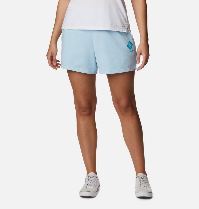 Women's Columbia Logo III French Terry Women's Shorts, Color: Spring Blue, Atoll Logo, image 1