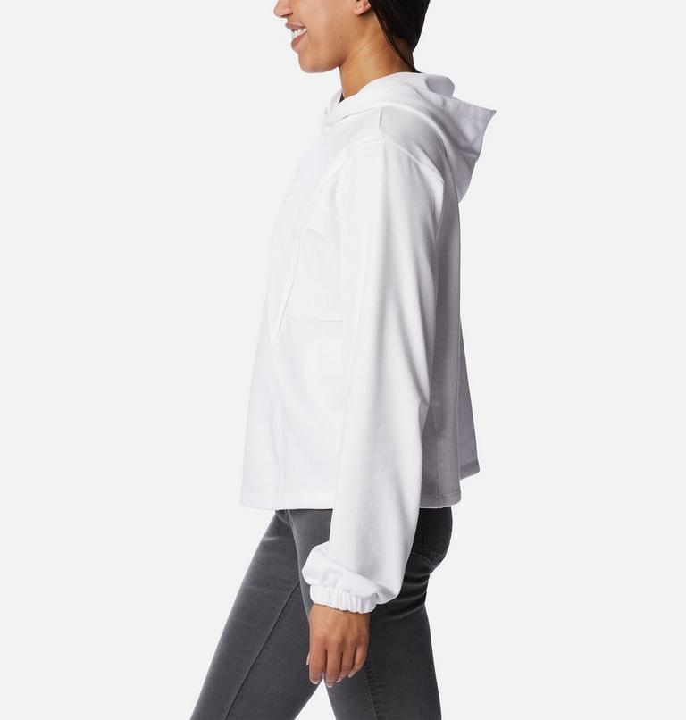 Women's Columbia Trek French Terry Cropped Hoodie, Color: White, Black Logo, image 3