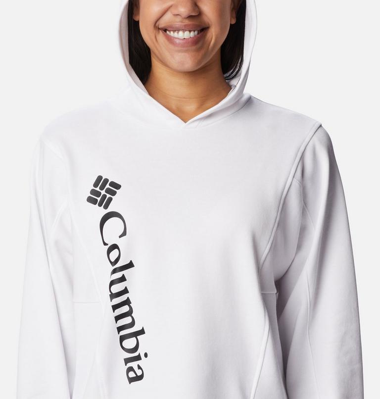 Women's Columbia Trek French Terry Cropped Hoodie, Color: White, Black Logo, image 4