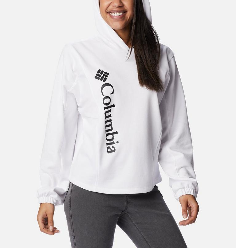 Women's Columbia Trek French Terry Cropped Hoodie, Color: White, Black Logo, image 5