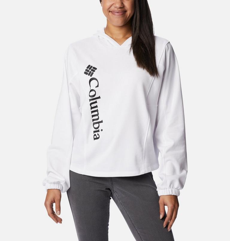 Women's Columbia Trek French Terry Cropped Hoodie, Color: White, Black Logo, image 1