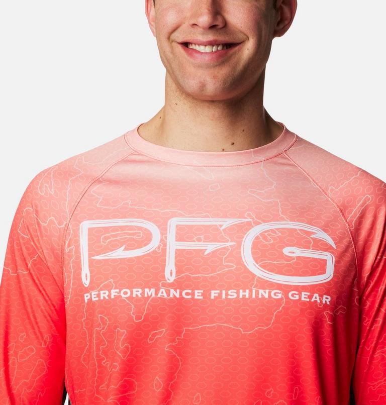 Camiseta de manga larga con ventilaci&oacute;n Super Terminal Tackle para hombre, Color: Bright Poppy Terminal Techcamo,City Grey, image 4