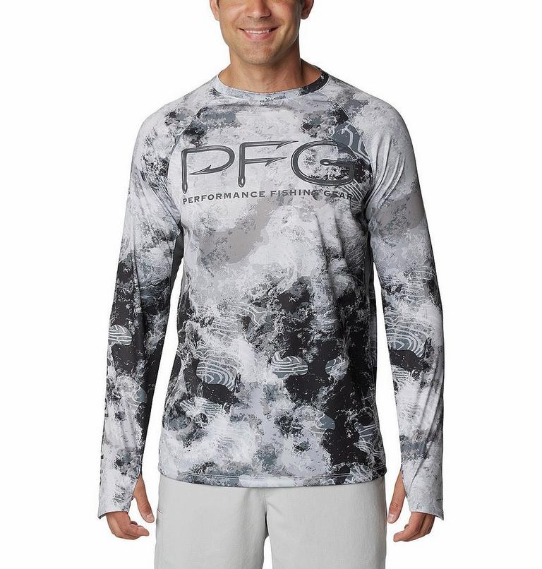 Men's Super Terminal Tackle Vent Sun Protective Long Sleeve T-Shirt, Color: Cool Grey Deepwaters Camo, image 1