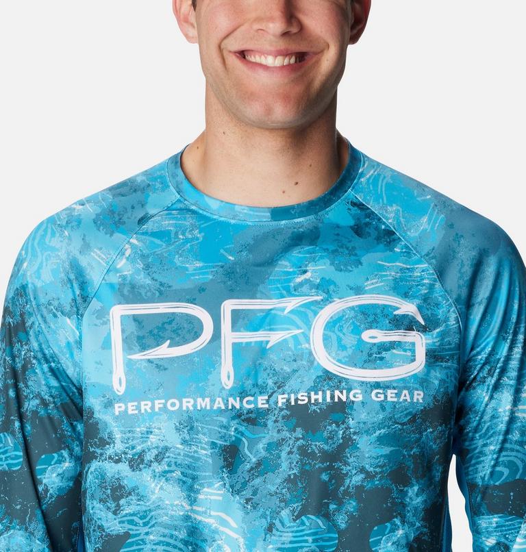 Men's Super Terminal Tackle Vent Sun Protective Long Sleeve T-Shirt, Color: Ocean Blue Deepwaters Camo, image 4