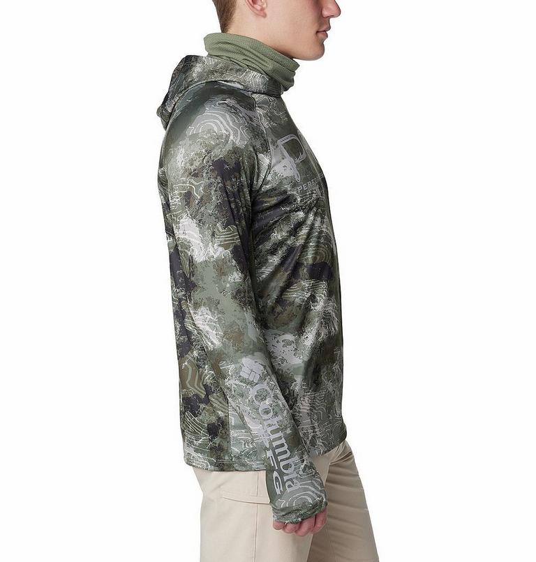 Men's Super Terminal Tackle Vent Sun Protective Hoodie, Color: Cypress Deepwaters Camo, image 3