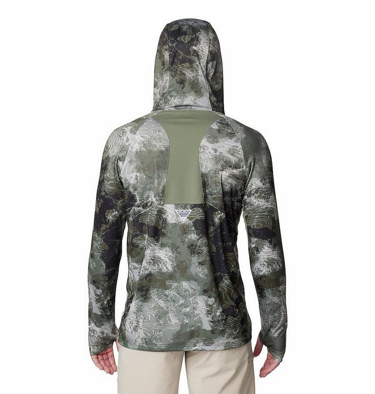 Men's Super Terminal Tackle Vent Sun Protective Hoodie, Color: Cypress Deepwaters Camo, image 2